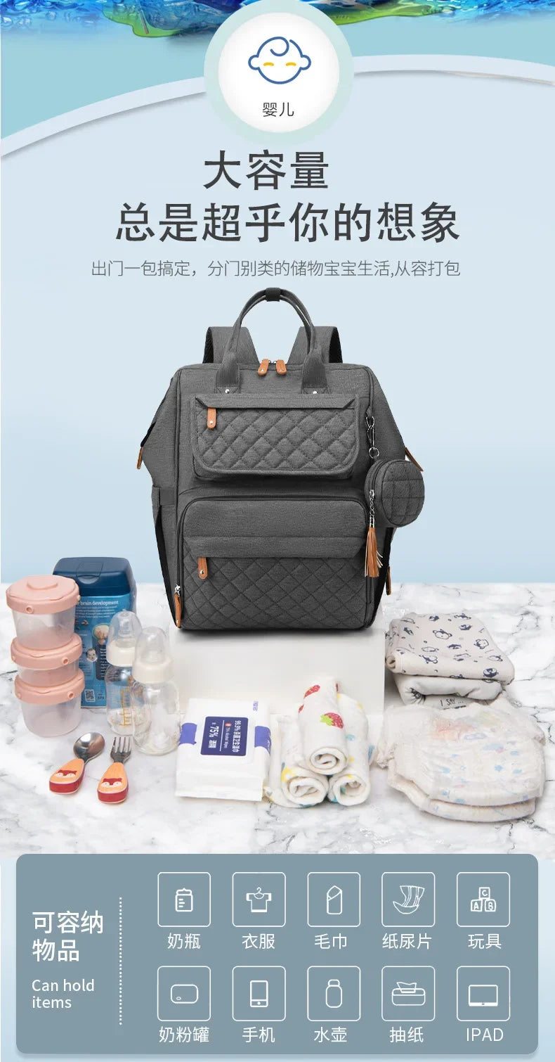 Milk Bottle Diaper Multi Compartment Maternal Christmas Large Capacity Mommy Bag Multi Functional Portable Mom Storage Backpack