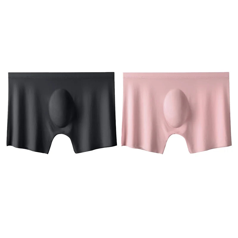2 Pcs/Lot Men's Ultra-thin Panties Summer Ice Silk Boxers Briefs Underwear Lingerie Shorts Breathable Sexy Seamless Underpants