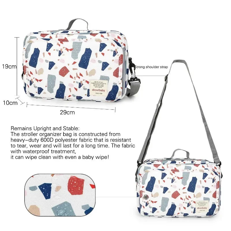 2024 Mommy with Baby Outdoor Travel New Waterproof Printed Cart Bag Storage Hanging Bag Diaper Bag Mommy Bag