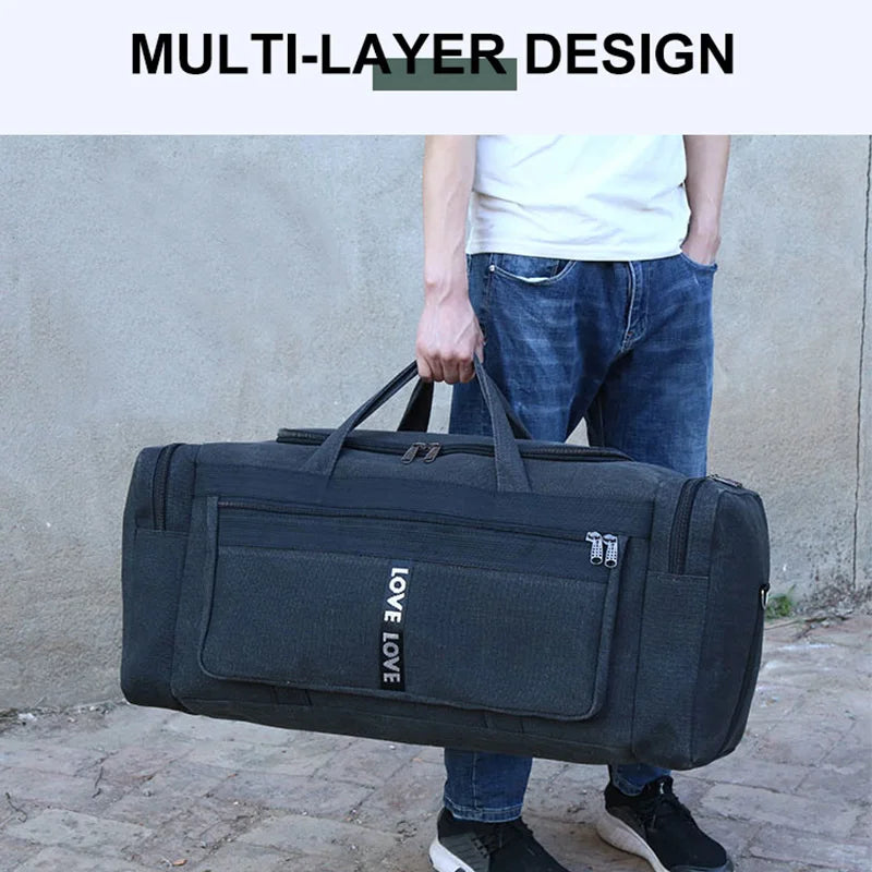 Large Canvas Travel Duffel Bag Waterproof Men's Shoulder Luggage Storage Bags Outdoor Trainning Fitness Sports Handbag XA927D