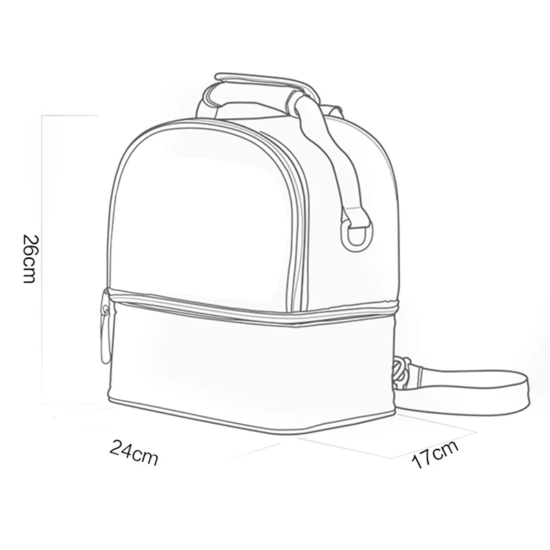 Fashion Insulation Double Layer Pack Solid Color Large Capacity Mommy Bag Cool Travel Picnic Portable Food Handbag Baby Bags