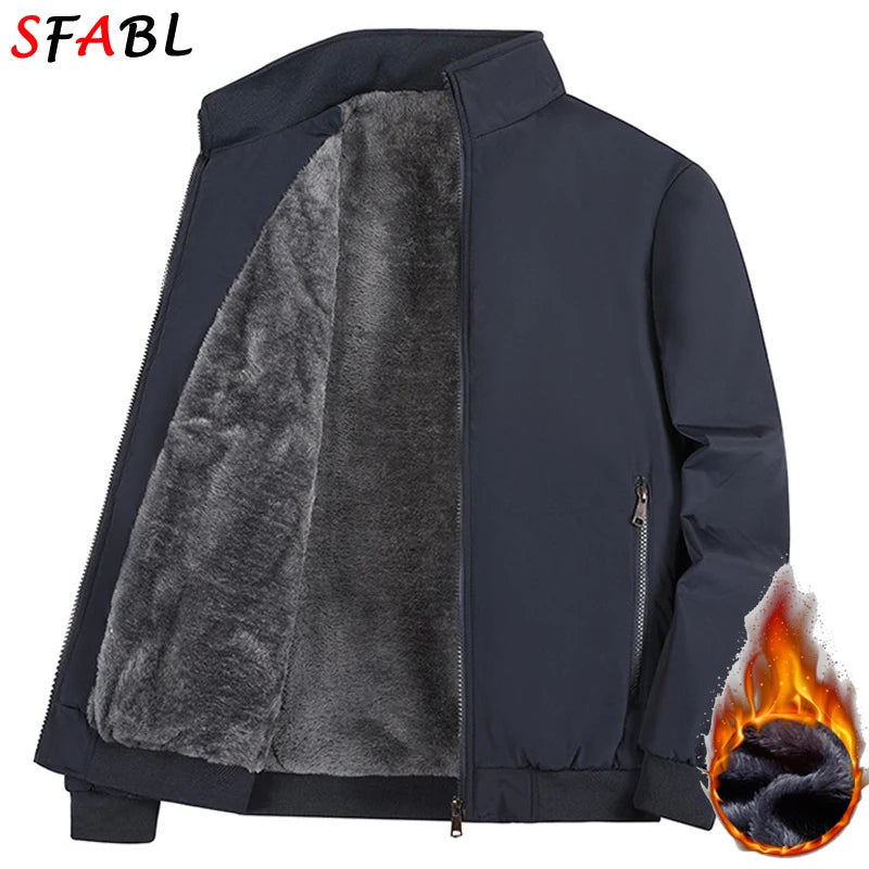 Warm Padded Blazers for Men's Winter Jacket Luxury Casual Winter Jackets for Men Formal Business Office Dress Coat Outwear Black