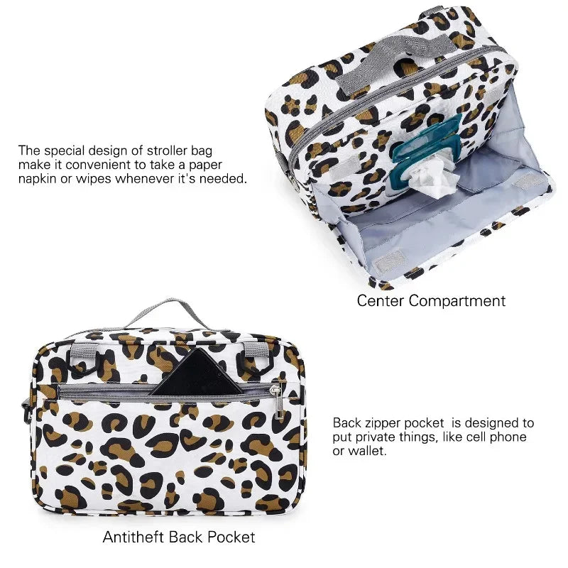 2024 Mommy with Baby Outdoor Travel New Waterproof Printed Cart Bag Storage Hanging Bag Diaper Bag Mommy Bag