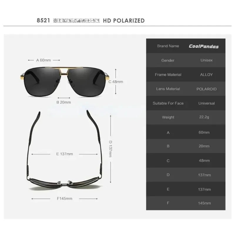 1PC Top Aluminum Magnesium Square Polarized Photochromic Sunglasses Men Sun Glasses Safety Driving Oculos De Sol Masculino