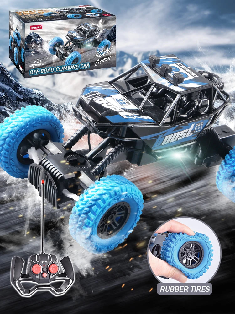 New Remote Control Car With Colorful Flashing Lights Rubber Wheels Off-road Toy Car Suitable For Christmas Boys Children's Gifts