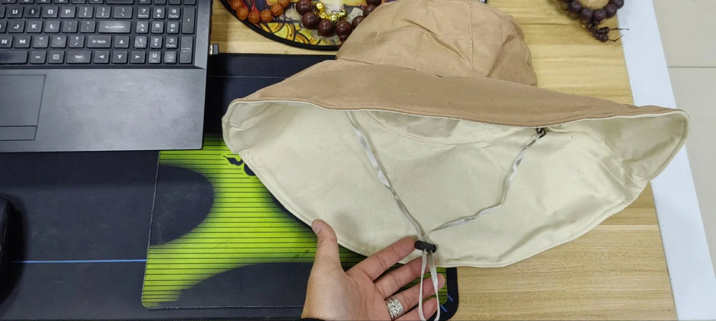 Wide Brim UPF 50+ Sun Hat Women Anti-UV Protection Hiking Fisherman Cap Fold Summer Solid Beach Hat 2024 Double sided Sun hat