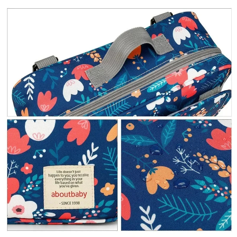 2024 Mommy with Baby Outdoor Travel New Waterproof Printed Cart Bag Storage Hanging Bag Diaper Bag Mommy Bag