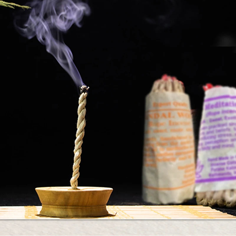 40Pcs Handmade Nepal Rope Aromatherapy Traditional White Sage Cedar Sandalwood Burning Rope Fragrance for Yoga Meditation