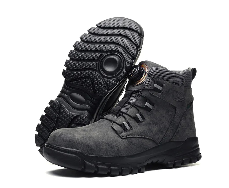Rotating Button Work Shoes for Men Anti Puncture Work Sneakers Waterproof Work Safety Shoes Non Slip Steel Toe Tactical Boots
