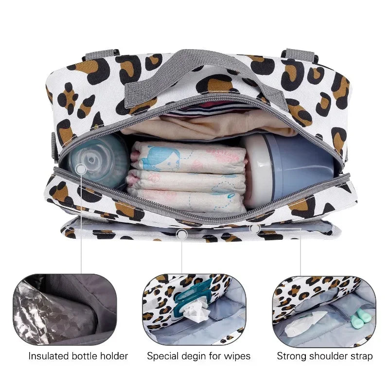 2024 Mommy with Baby Outdoor Travel New Waterproof Printed Cart Bag Storage Hanging Bag Diaper Bag Mommy Bag