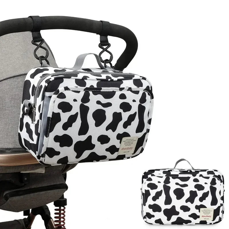 2024 Mommy with Baby Outdoor Travel New Waterproof Printed Cart Bag Storage Hanging Bag Diaper Bag Mommy Bag
