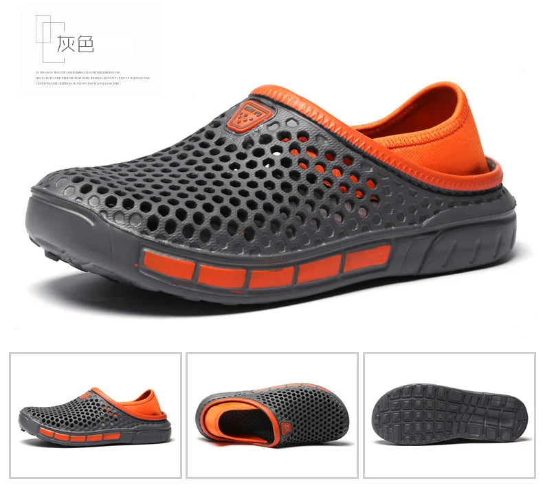 Summer Beach Men Sandals Breathable Men Casual Shoe Hole Shoes Light Clogs Home Garden Outdoor Male Flat Slippers Big Size 39-49