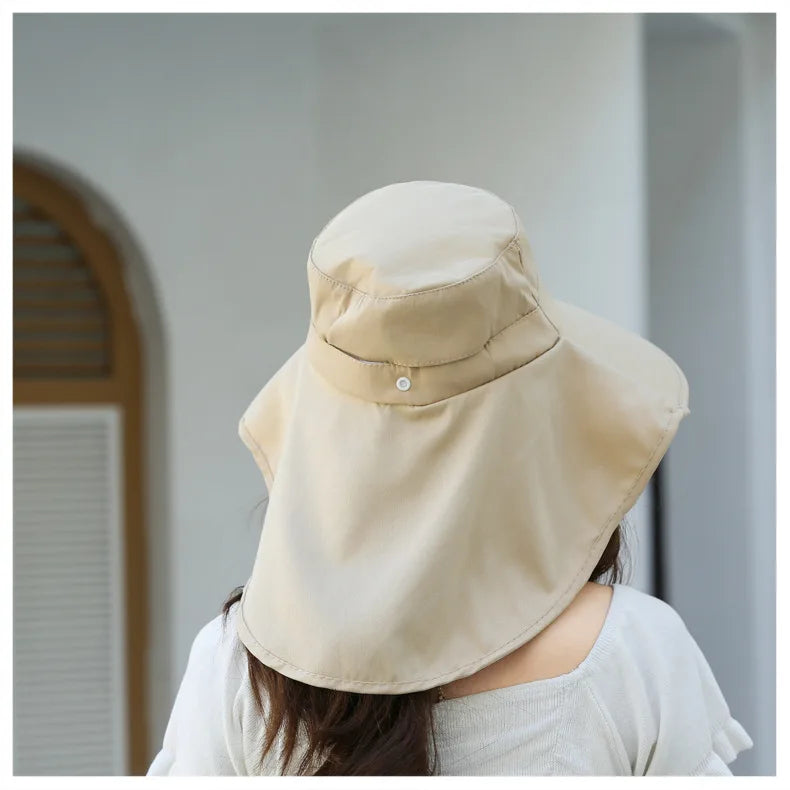 Outdoor Sun Bucket Hat for Women Girls Fishing Hat Wide Brim Bucket Hat with Neck Cover 50+ UPF Protection Safari Cap