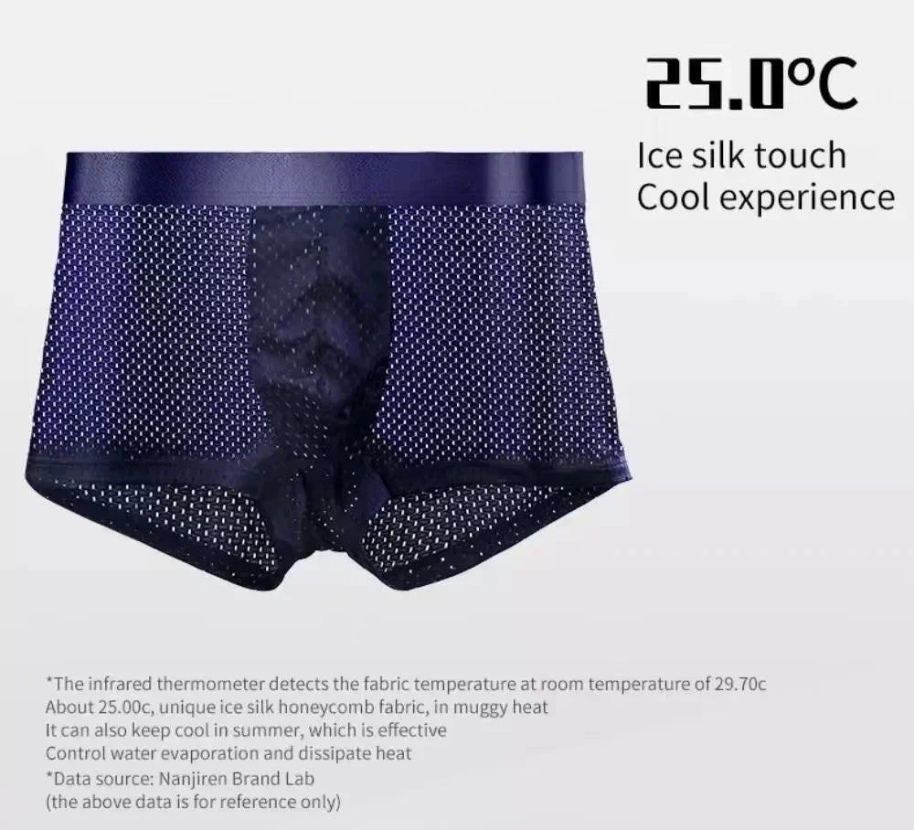 5Pcs/Men's Underwear Men's Panties Sexy Boxer Mesh Breathable Solid Color Briefs Thin Boxer Comfort Boxer Bamboo Hole Large Size