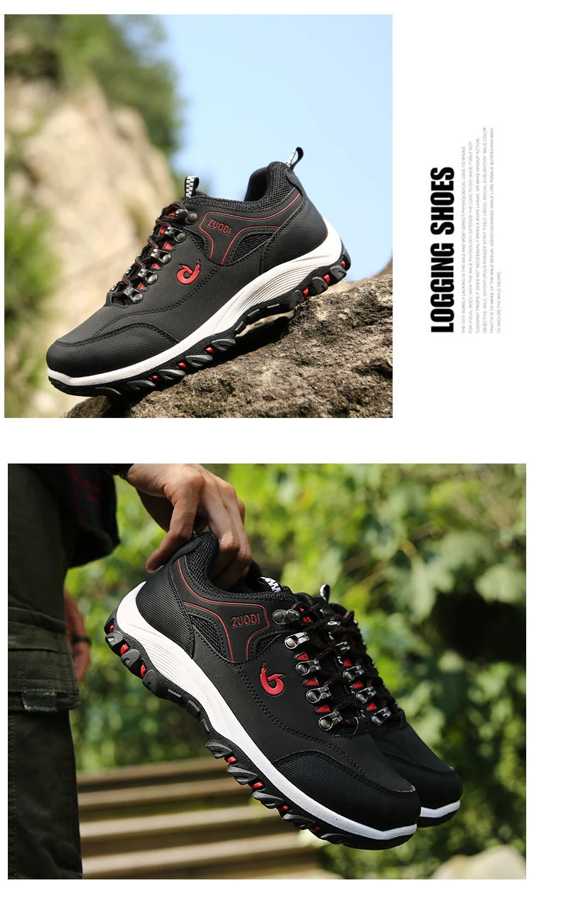 Men's Hiking Shoes Waterproof Leather Outdoor PU Shoes Wear-resistant Men Trekking Walking Hunting Tactical Sneakers