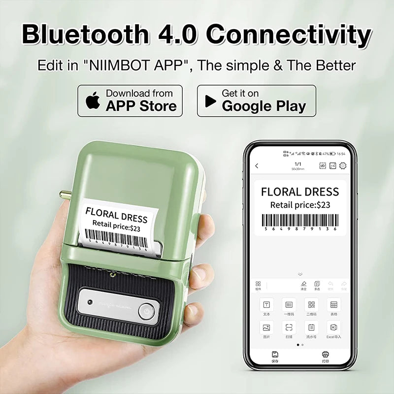 Niimbot B21 Mini Portable Thermal Label Printer Mini Adhesive Sticker Printers for Home Office For Mobile Phone NEW