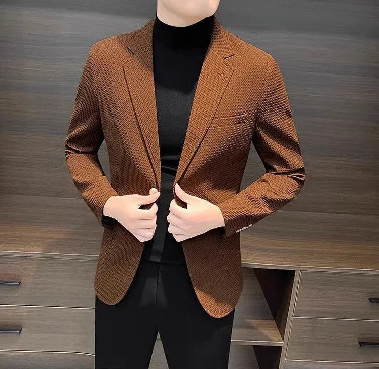 White Brown Jacket For Men Plaid Party Coats Man Suits And Blazers Summer Clothing Casual Menswear Premium Luxury Designer