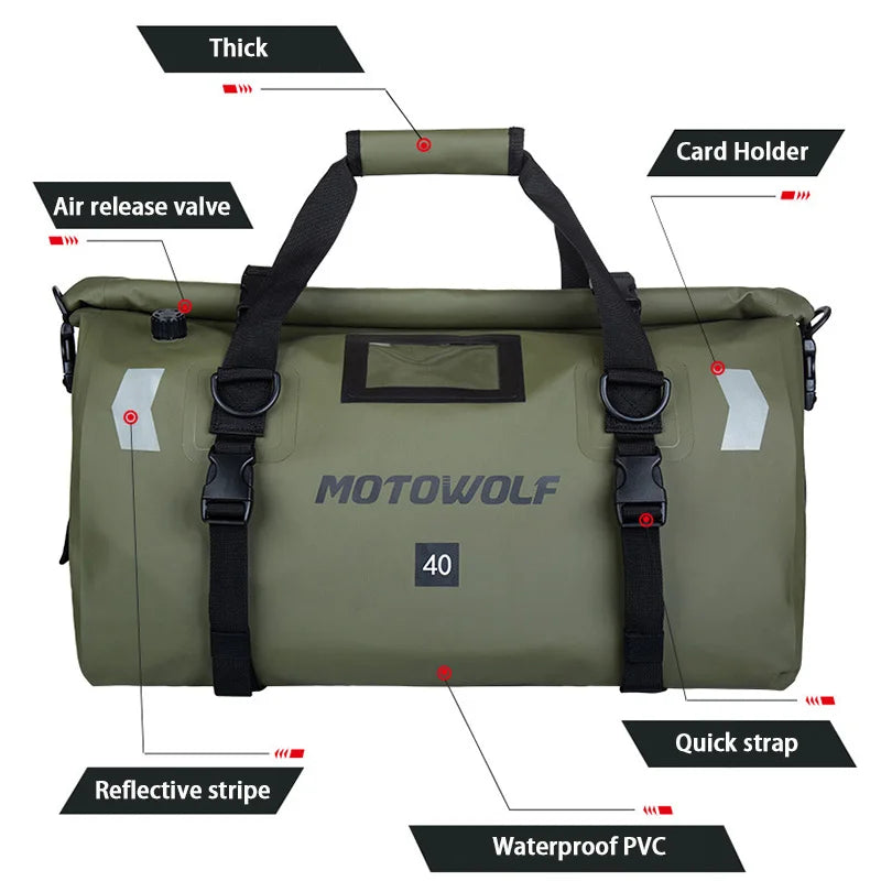 Waterproof Motorcycle Bag For K-TM 1290 BMW Yamaha 40/66L Large Capacity Outing Storage Package Moto Luggage Tailpack