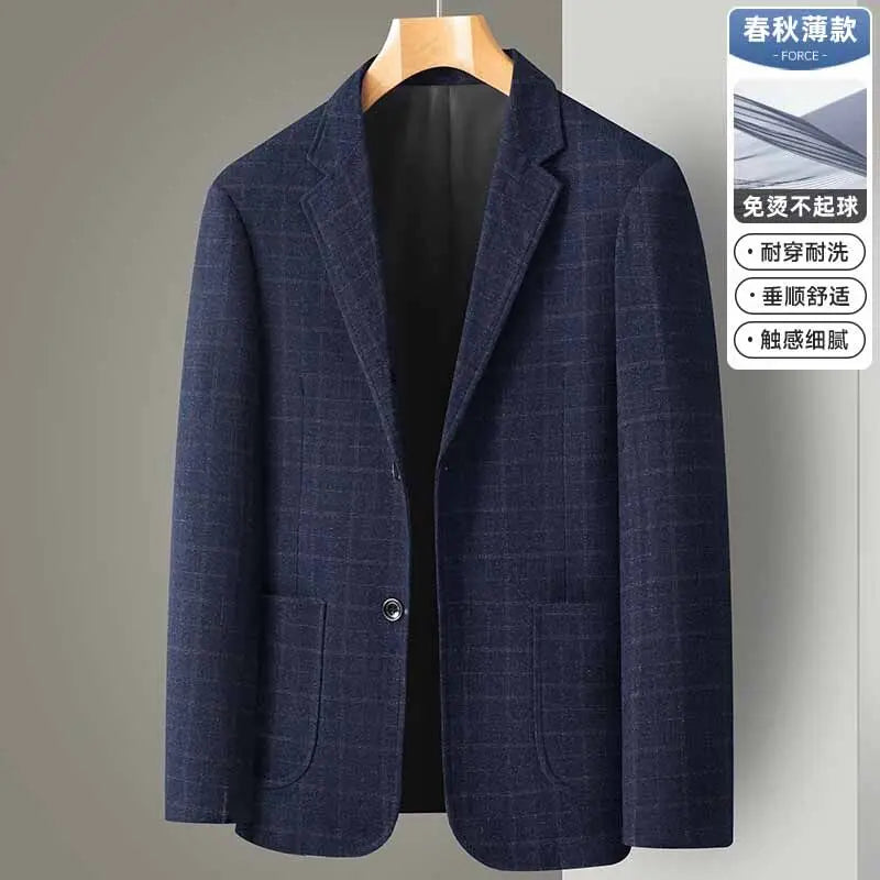 Men's Business Suit 2025 Fashionable Handsome Loose Fit Middle-Aged Father's Coat Casual Elegant Style for Mature Gentlemen