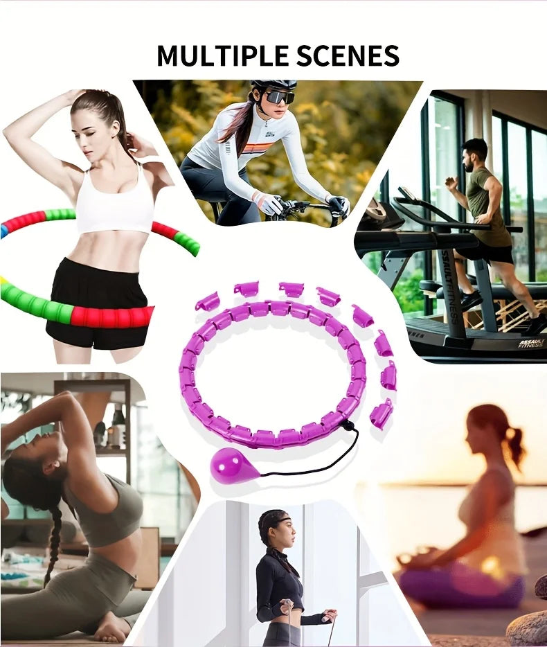 Weighted Exercise Hoop for Adults Weight Loss Knots Infinity Fitness Hoop With Extra Links 2 in 1 Adjustable and Detachable