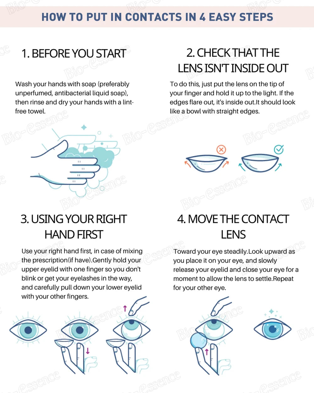 Bio-essence 2Pcs Cosplay Colored Contact Lenses Crazy White Contact Lenses Anime Black Eye Lenses Halloween Beauty Makeup Lens