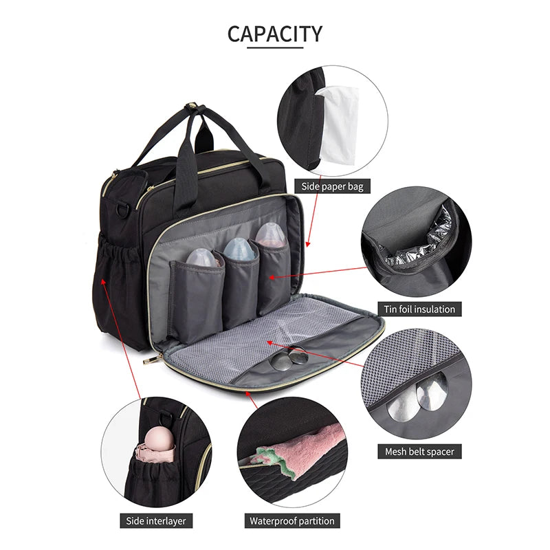 LEQUEEN Baby Diaper Bag Large Capacity Bag for Moms Baby Stroller Organizer Travel Mother Maternity Bags for Baby Women Handbag