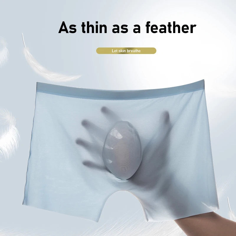 2 Pcs/Lot Men's Ultra-thin Panties Summer Ice Silk Boxers Briefs Underwear Lingerie Shorts Breathable Sexy Seamless Underpants