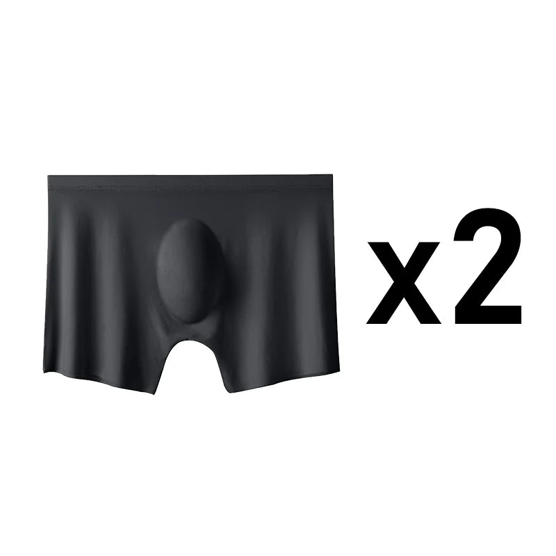 2 Pcs/Lot Men's Ultra-thin Panties Summer Ice Silk Boxers Briefs Underwear Lingerie Shorts Breathable Sexy Seamless Underpants