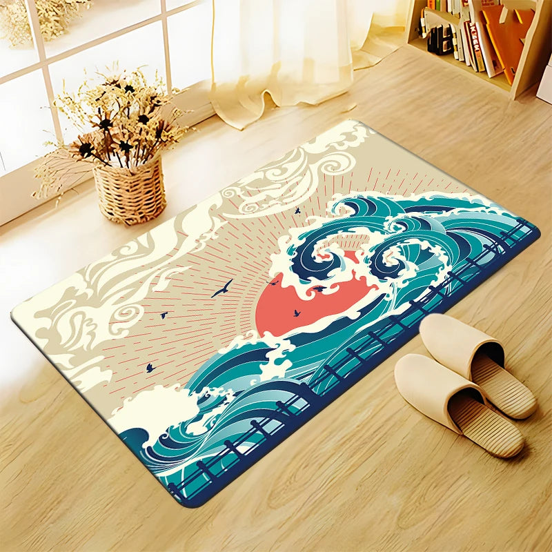 Japanese Style Printed Carpet Living Room Home Decor Sofa Table Rug Anti Slip Chair Cushion Lounge Mat Picnic Camping Ar