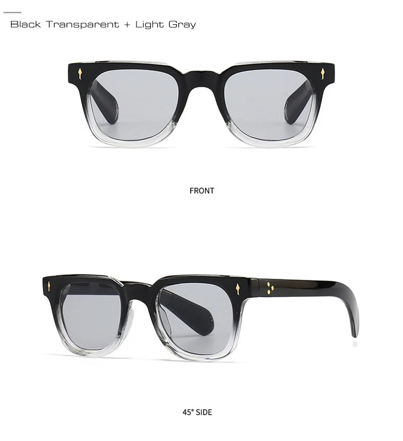 SHAUNA Retro Square Men Rivets Sunglasses Shades UV400 Fashion Women Green Sun Glasses