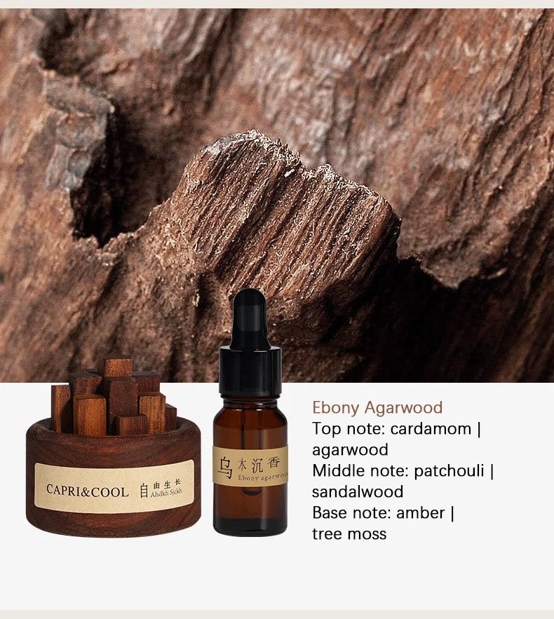 Fragrant Incense Natural Essential Oil Aromatherapy With Glass Dropper Black Walnut Wood Sticks Fragrance Car Air Freshener