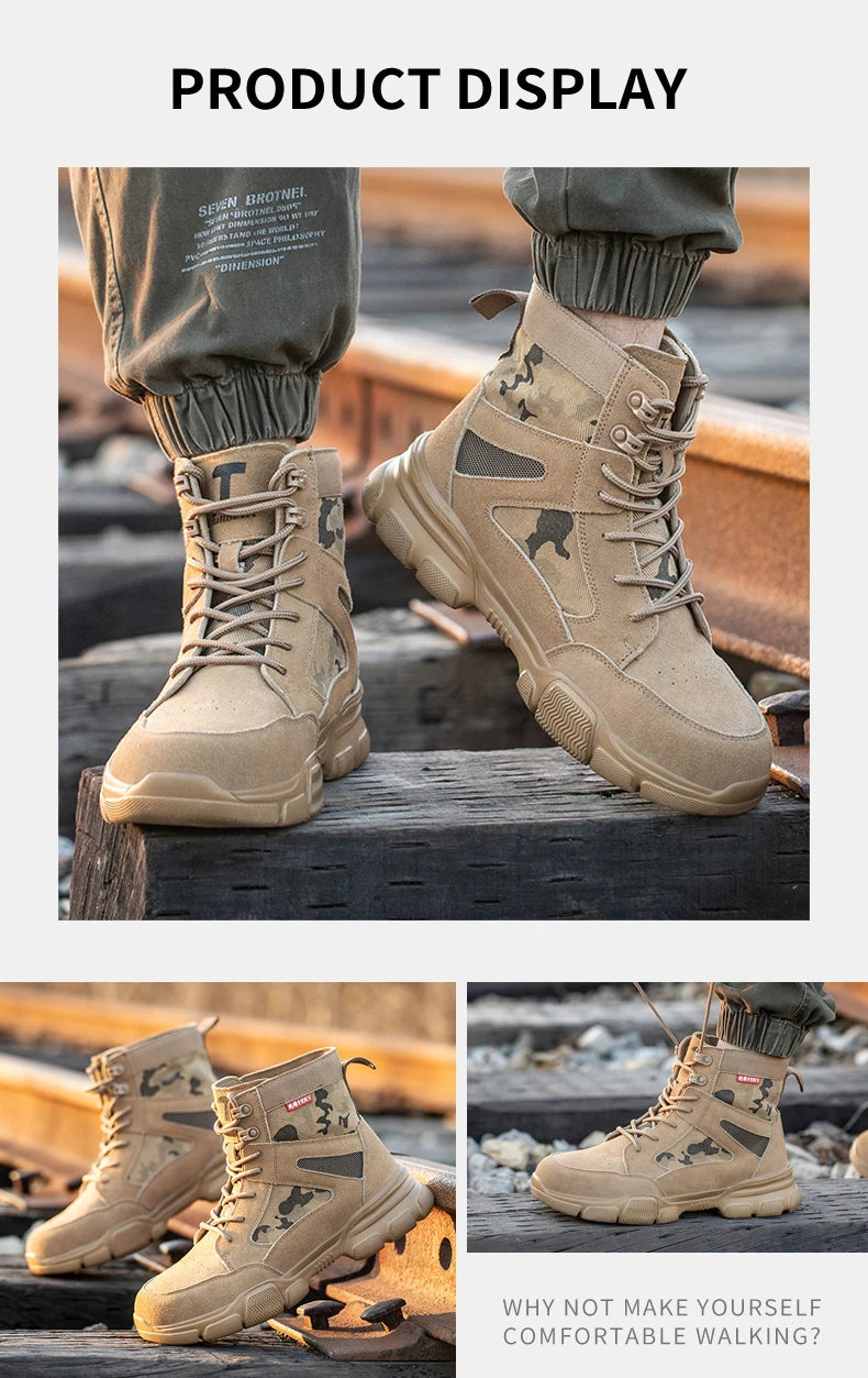 Sneakers Indestructible Shoes Work Safety Shoes With Steel Toe Cap Puncture-Proof Male Security Protective Shoes Tactical Boots