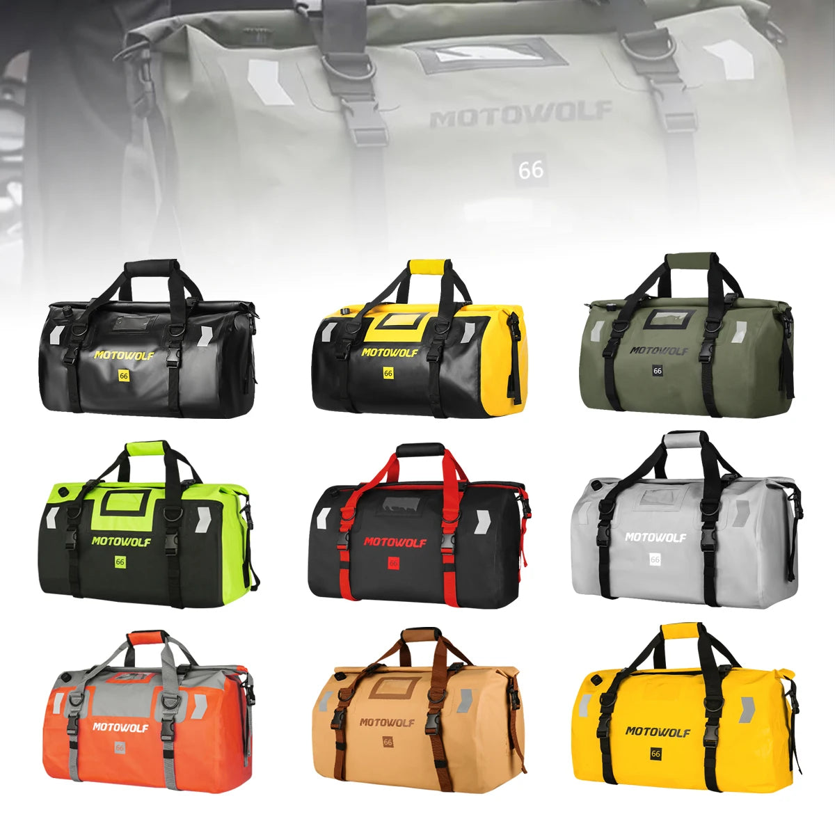 Motorcycle Dry Bag Waterproof Reflective Tail Duffle Bag Skiing Travel Hiking Camping Boating Riding Fishing Outdoor Luggage