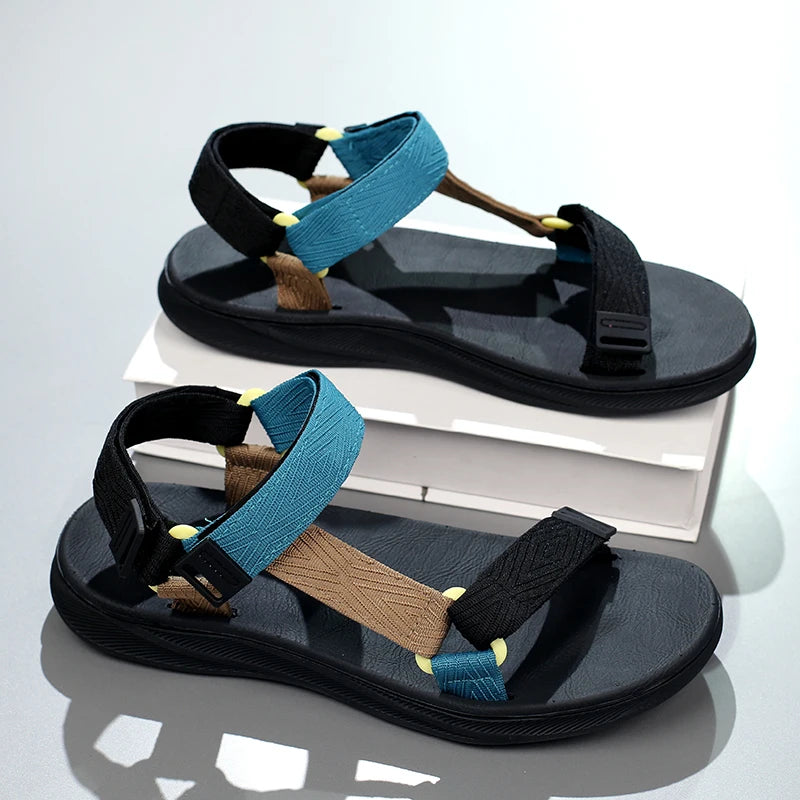 New Outdoor Wadable Sandals Man Arch Support Yoga Mat Insole Gladiator Open Toe Outdoor Beach Slippers Antiskid Durable Flat Men