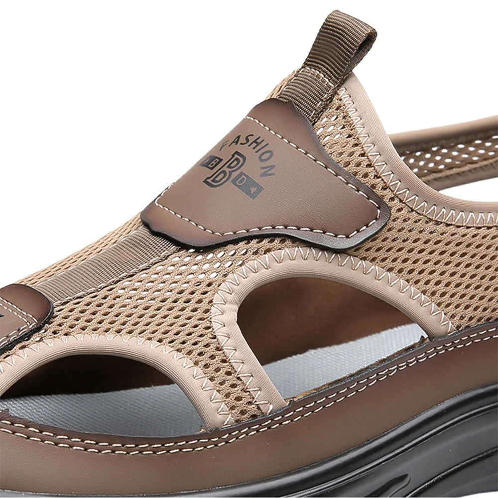 Summer Breathable Men's Baotou Sandals Hollowed Out Mesh Shoes Outdoor Non-slip Lightweight Sports Casual Beach Shoes