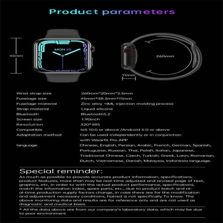 LY008 Max 1.9 inch Silicone Watchband Color Screen Smart Watch