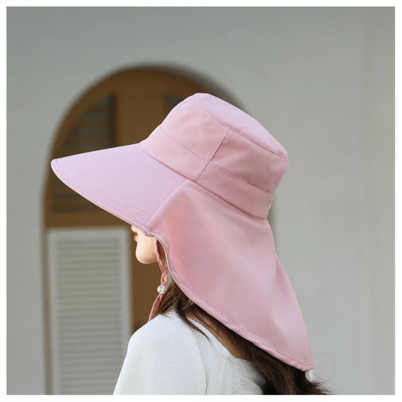 Outdoor Sun Bucket Hat for Women Girls Fishing Hat Wide Brim Bucket Hat with Neck Cover 50+ UPF Protection Safari Cap