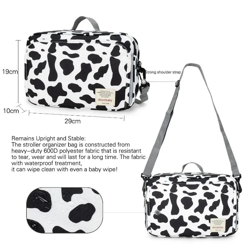 2024 Mommy with Baby Outdoor Travel New Waterproof Printed Cart Bag Storage Hanging Bag Diaper Bag Mommy Bag