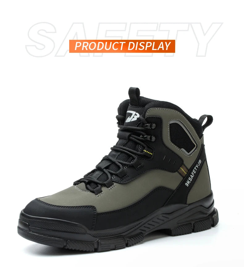 Man Safety Shoes Puncture-Proof Work Sneaker Waterproof Work Shoes Steel Toe Shoes Safety Boots Indestructible Shoes Lightweight