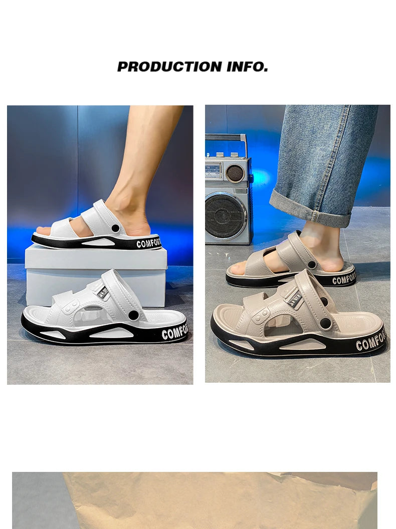 Men's Slippers Summer New Sandals EVA Light Adult Thick-soled Beach Shoes Non-slip Open-toe Sandals for Outdoor