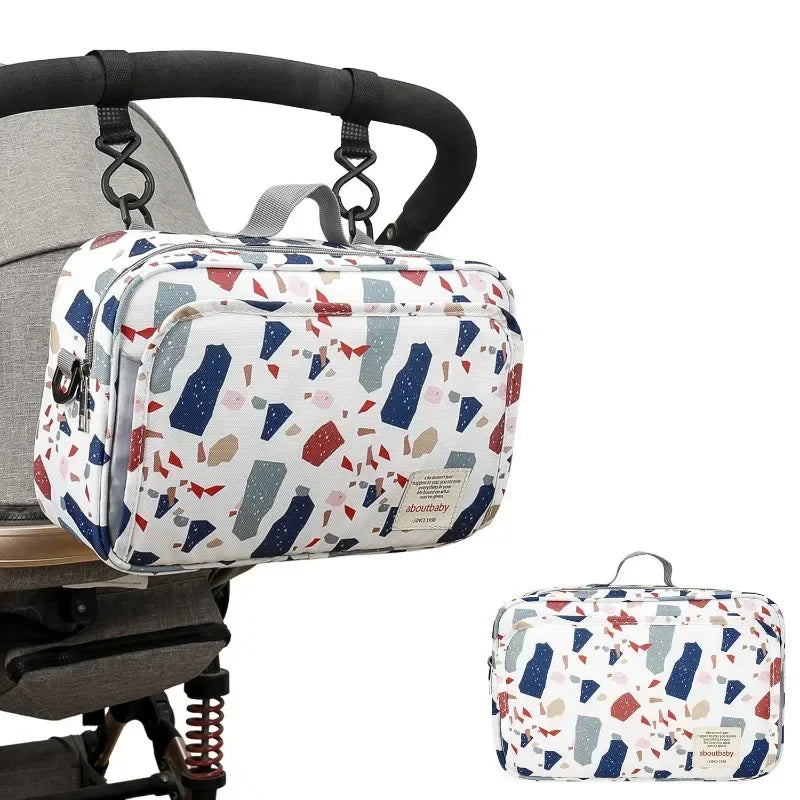 2024 Mommy with Baby Outdoor Travel New Waterproof Printed Cart Bag Storage Hanging Bag Diaper Bag Mommy Bag
