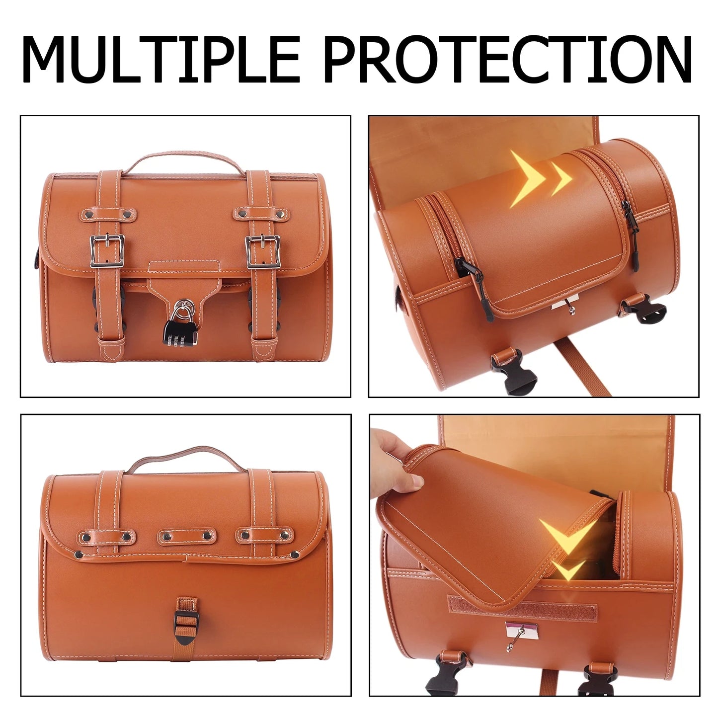 Motorcycle Universal Brown Large Capacity Waterproof Bags Side Tool Bag Rear Travel Luggage Seat Bag For Harley Honda Yamaha