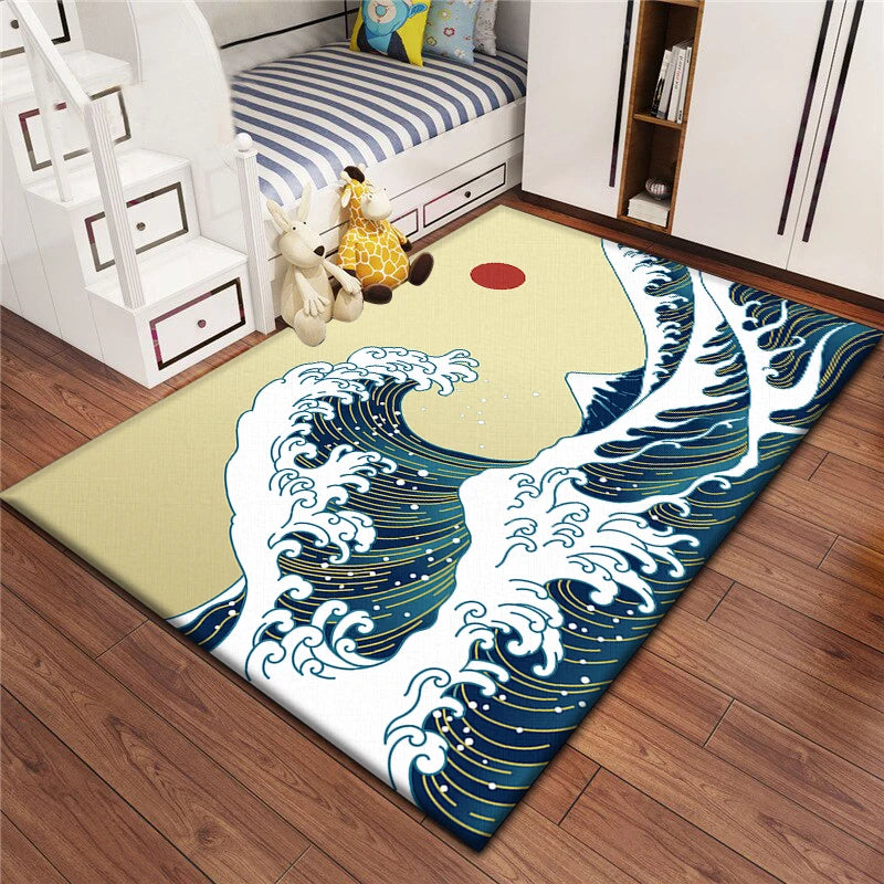 Japanese Style Printed Carpet Living Room Home Decor Sofa Table Rug Anti Slip Chair Cushion Lounge Mat Picnic Camping Ar