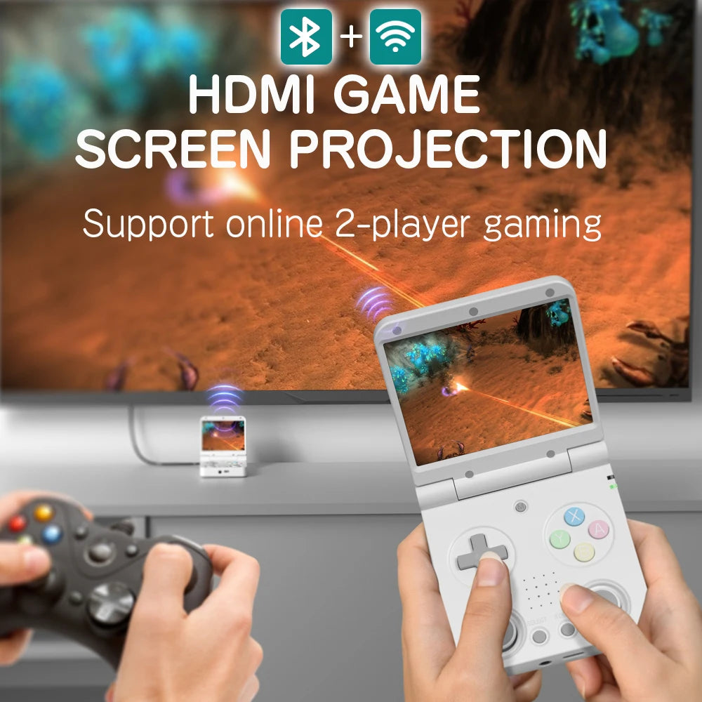 MIYOO Flip V2 Handheld Game Console 3.5''IPS Screen Retro Compact Portable Game Machine for On-the-Go Entertainment Players Gift