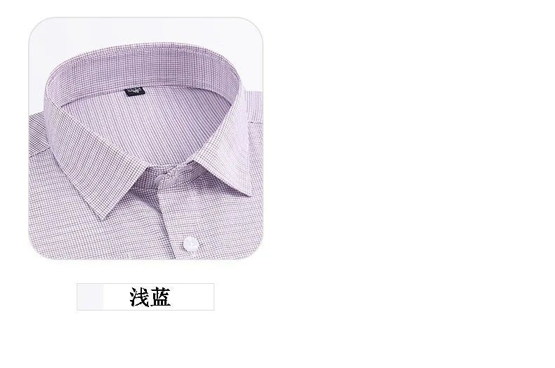 Four seasons new men's long sleeve thin check shirt business casual social wear easy to take care of perspiration breathable