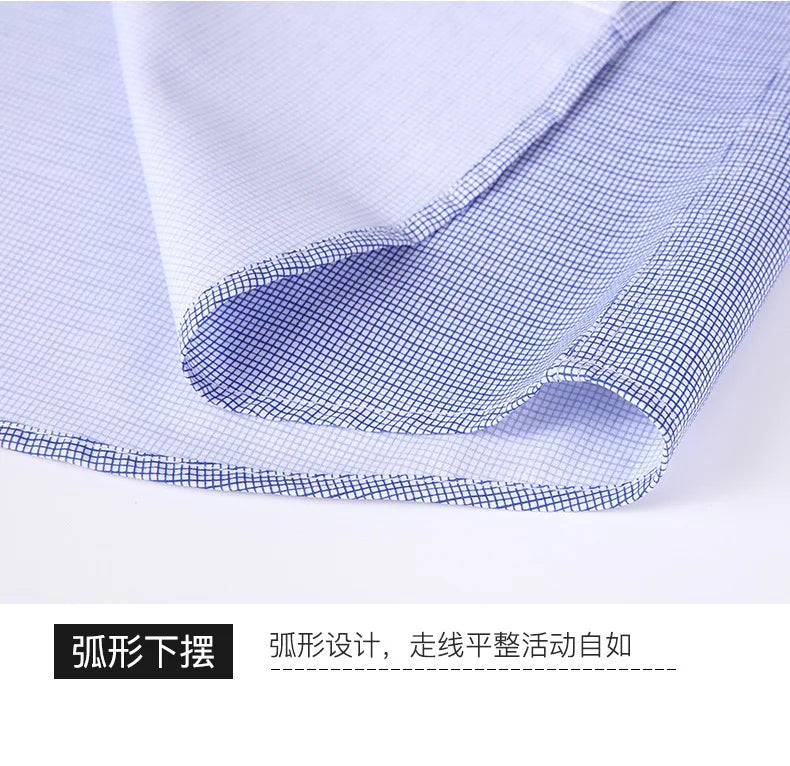 Four seasons new men's long sleeve thin check shirt business casual social wear easy to take care of perspiration breathable