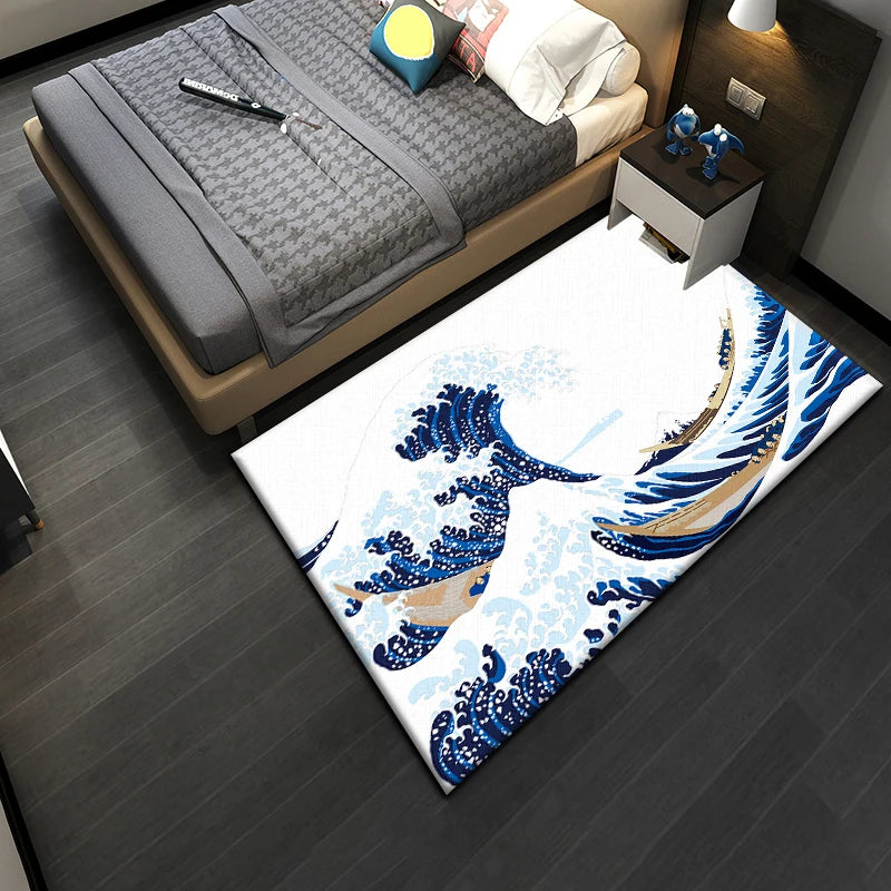 Japanese Style Printed Carpet Living Room Home Decor Sofa Table Rug Anti Slip Chair Cushion Lounge Mat Picnic Camping Ar
