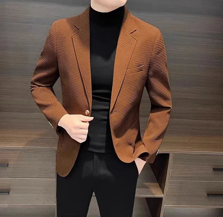 White Brown Jacket For Men Plaid Party Coats Man Suits And Blazers Summer Clothing Casual Menswear Premium Luxury Designer