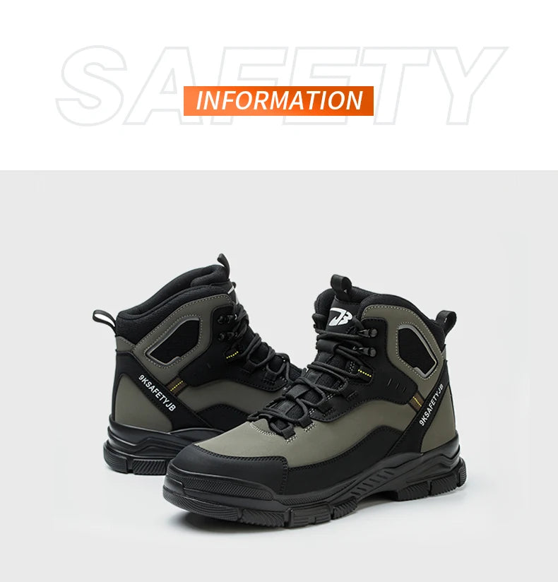 Man Safety Shoes Puncture-Proof Work Sneaker Waterproof Work Shoes Steel Toe Shoes Safety Boots Indestructible Shoes Lightweight