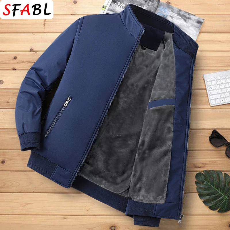 Warm Padded Blazers for Men's Winter Jacket Luxury Casual Winter Jackets for Men Formal Business Office Dress Coat Outwear Black
